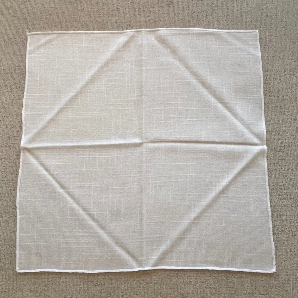 Set of 10 White Cloth Dinner Napkins Square Textured Linen Blend 19.5 inch